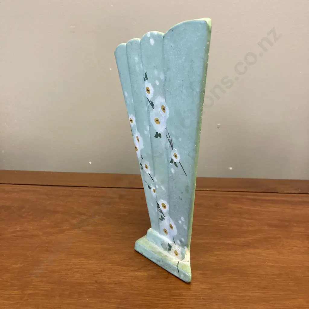 Art Deco Handpainted Wall Pocket Vase, Impressed made In England. 19 x 19cm (As Found) Image 1++